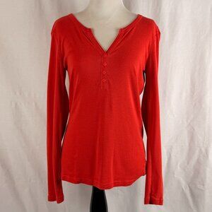 Gap Women's Henley style Long Sleeve Top | Orange | Medium